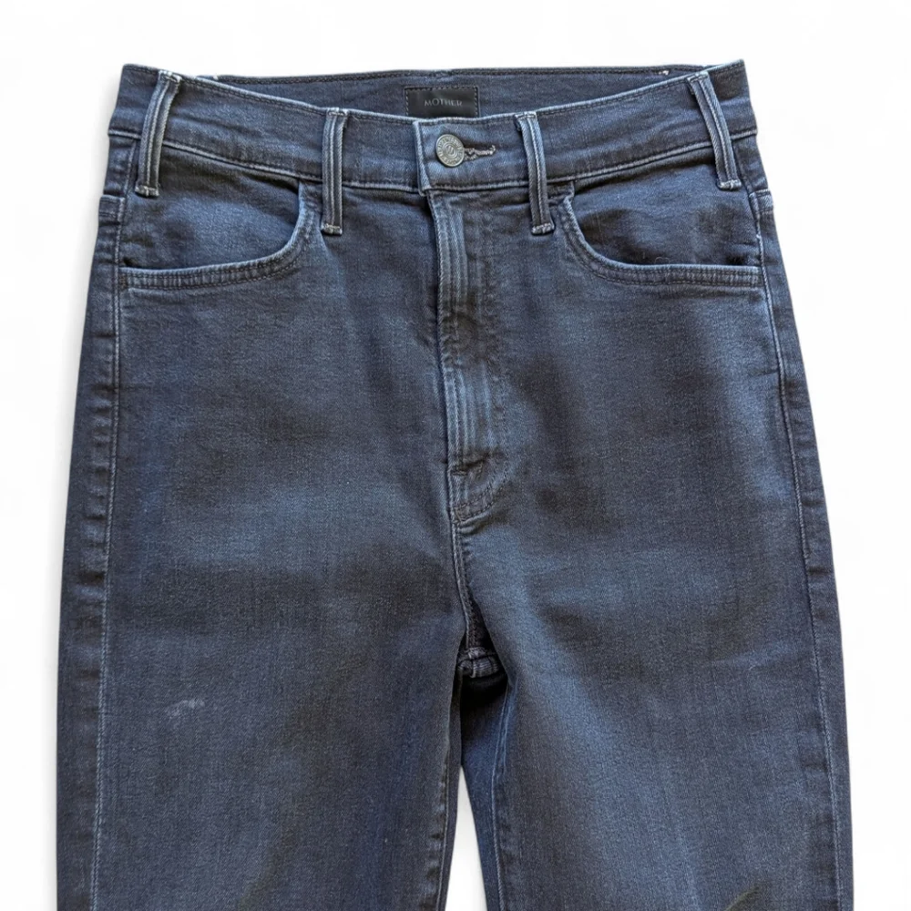 Mother Hustler Fray Jeans Sz‎ 27 Night in Paris Dark Blue Denim Raw Hem Flare - Picture 8 of 14